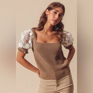 So Me Floral Sweater with Square Neckline
